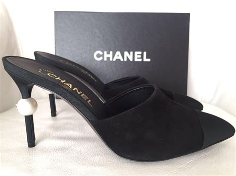 black chanel mules|chanel women's high heel shoes.